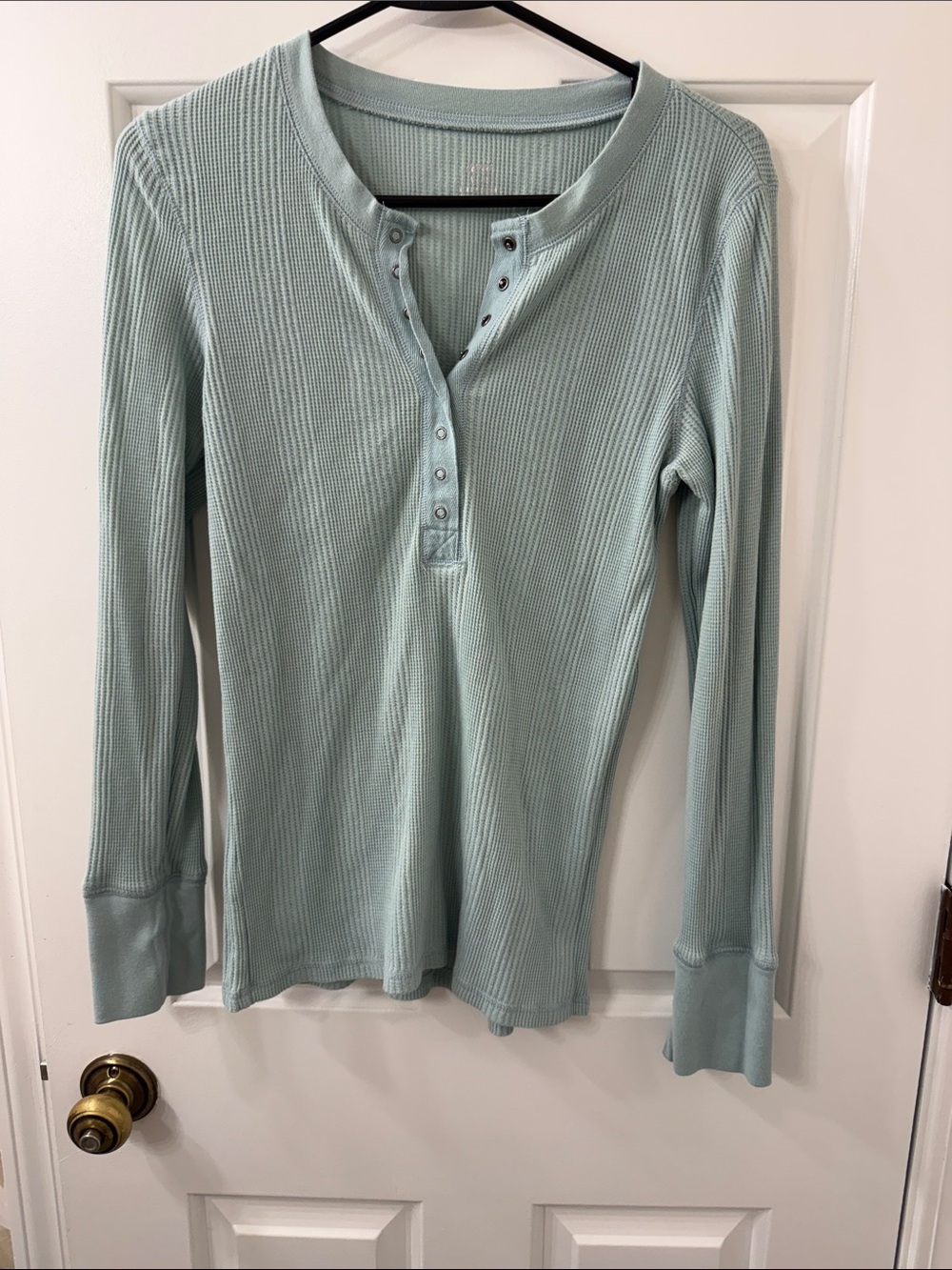 aerie Light Mint Waffle Henley Long Sleeve Top